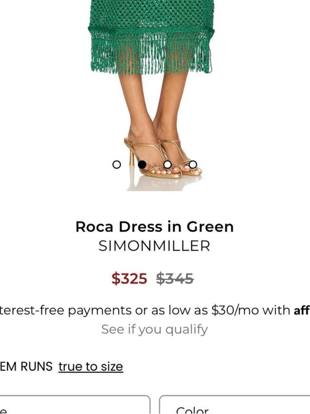 Simon Miller Roca Dress | Green Crochet Fringe Midi Dress - Women - Size Small - Picture 4 of 6